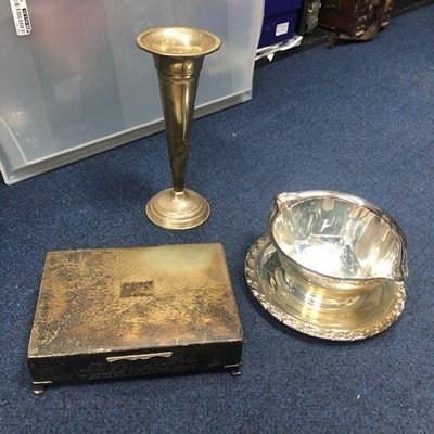 Lot 443 - A LOT OF SILVER PLATED WARE INCLUDING TRAYS, ENTREE DISHES AND OTHER ITEMS