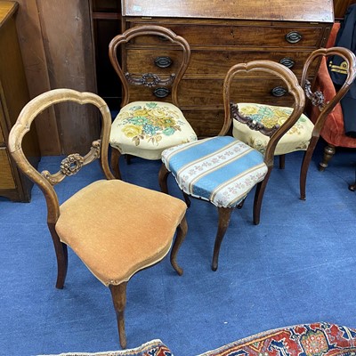 Lot 450 - A LOT OF FOUR WALNUT BALLOON BACK CHAIRS