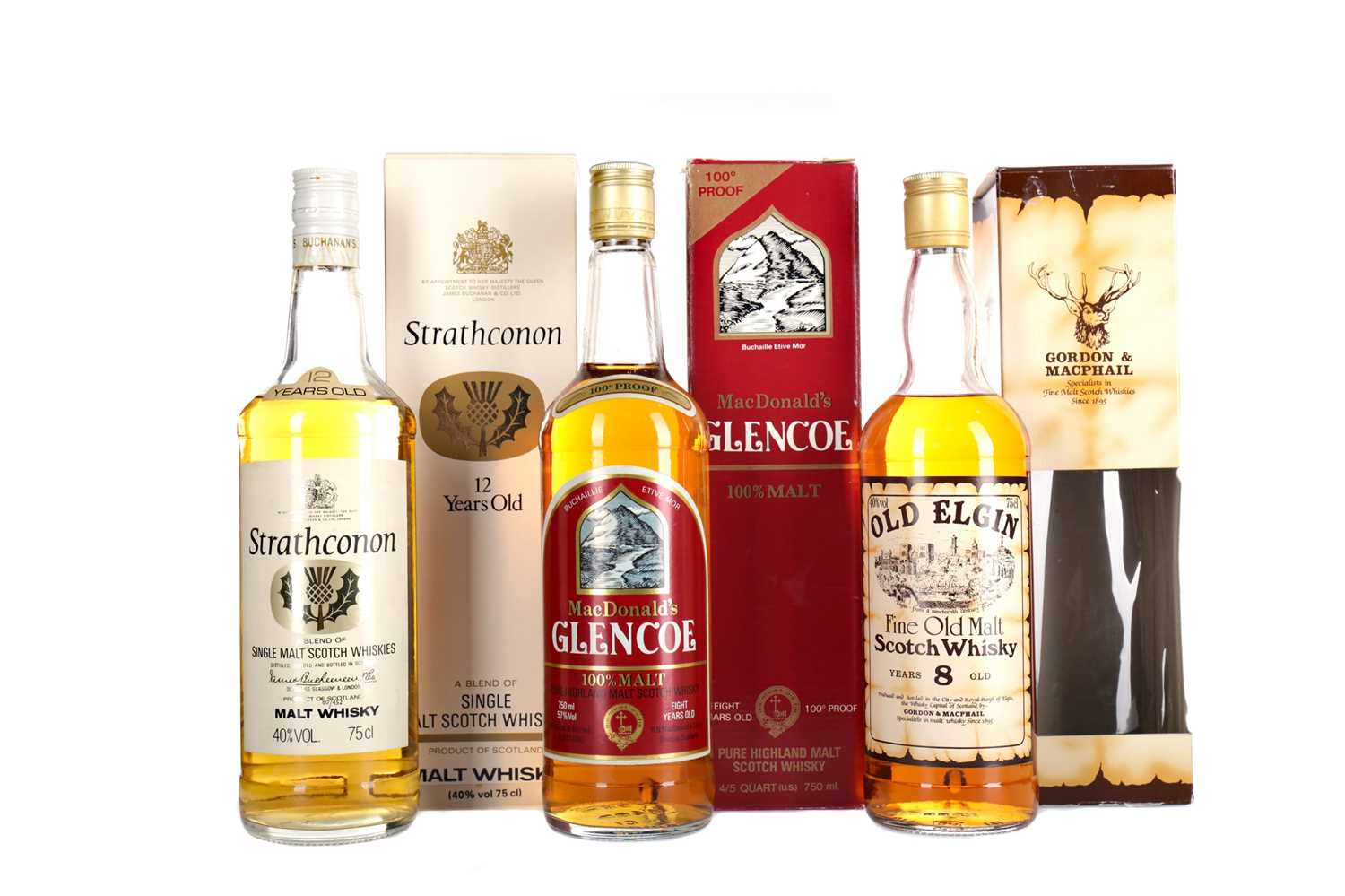Lot 257 - STRATHCONON 12 YEARS OLD, MACDONALD'S GLENCOE AND OLD ELGIN 8 YEARS OLD