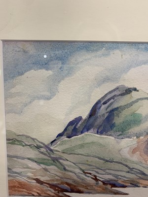 Lot 88 - SANDY SHORE, LOOKING TOWARDS RUM, A WATERCOLOUR BY ELIZABETH MARY WATT