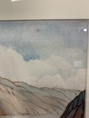 Lot 88 - SANDY SHORE, LOOKING TOWARDS RUM, A WATERCOLOUR BY ELIZABETH MARY WATT