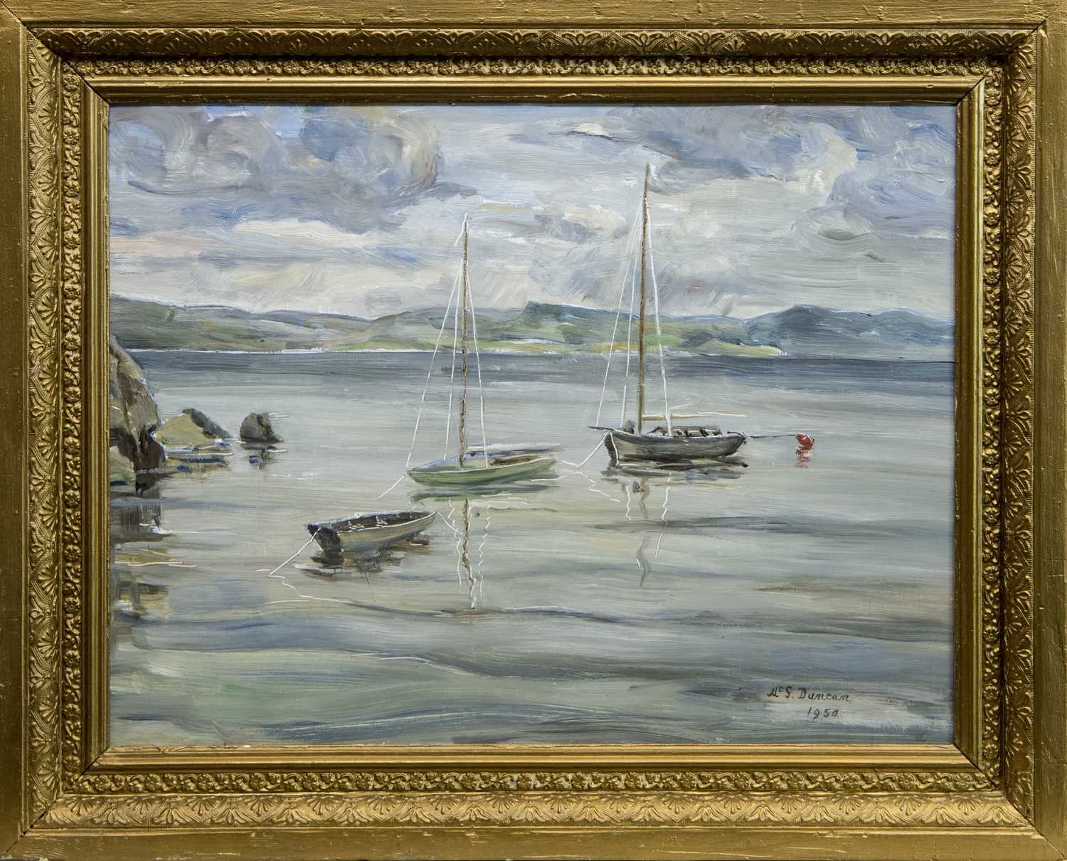 Lot 518 - HIGH TIDE AT CRAMOND, AN OIL BY T G MCGILL DUNCAN