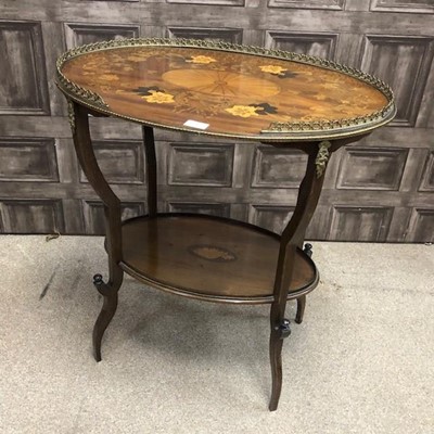 Lot 452 - A MAHOGANY INLAID TWO TIER TABLE