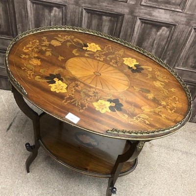 Lot 452 - A MAHOGANY INLAID TWO TIER TABLE