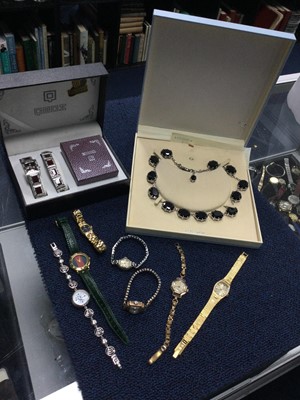 Lot 466 - A COLLECTION OF LADY'S FASHION WATCHES AND JEWELLERY