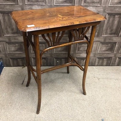 Lot 460 - A WALNUT INLAID OCCASIONAL TABLE