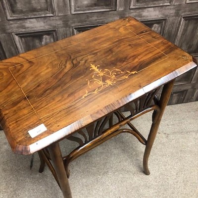 Lot 460 - A WALNUT INLAID OCCASIONAL TABLE