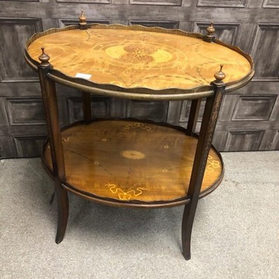 Lot 461 - A STAINED WOOD TWO TIER OVAL TABLE