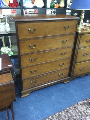 Lot 470 - A MAHOGANY CHEST OF FIVE DRAWERS