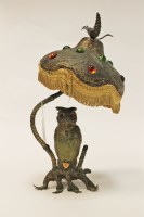 Lot 1012 - EARLY 20TH CENTURY BRONZED OWL TABLE LAMP cast...