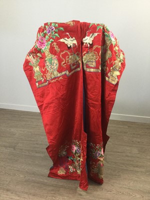 Lot 749 - A 20TH CENTURY CHINESE SILK EMBROIDERED LONG SKIRT AND OTHER TEXTILES