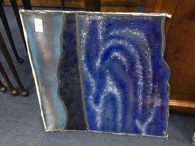 Lot 10 - A STAINED AND LEADED GLASS PANEL AND ANOTHER