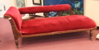 Lot 1024 - VICTORIAN MAHOGANY FRAMED DAY BED upholstered...