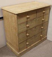 Lot 1031 - VICTORIAN PINE CHEST two short drawers over...