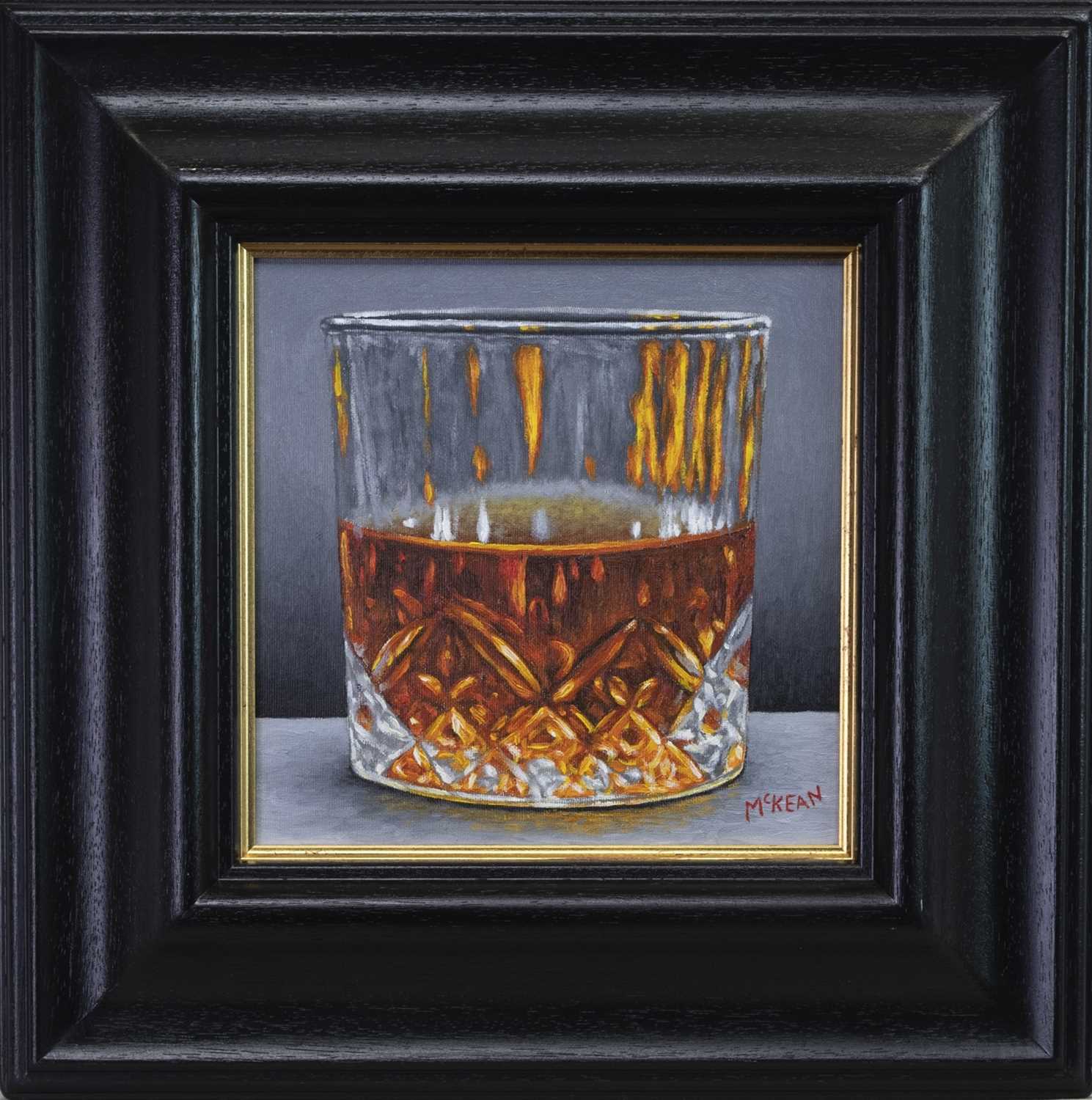 Lot 583 - SCOTTISH FIRE WATER STUDY, AN OIL BY GRAHAM MCKEAN
