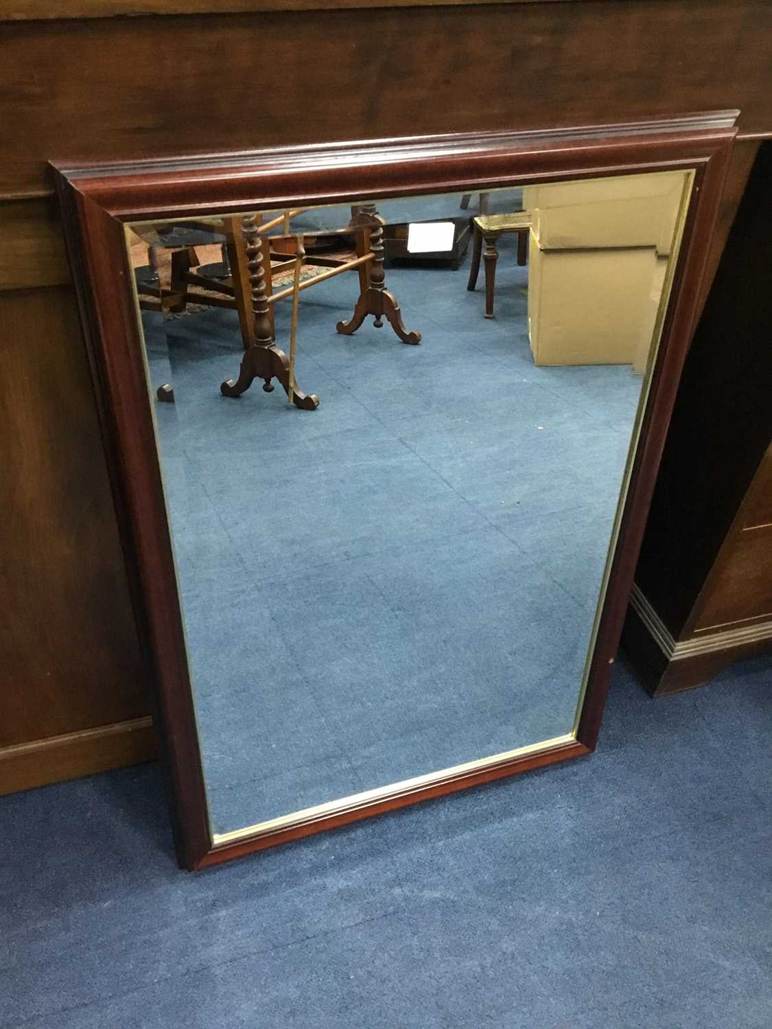 Lot 51 - A WALL MIRROR AND TWO FRAMED PRINTS