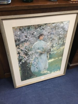 Lot 51 - A WALL MIRROR AND TWO FRAMED PRINTS