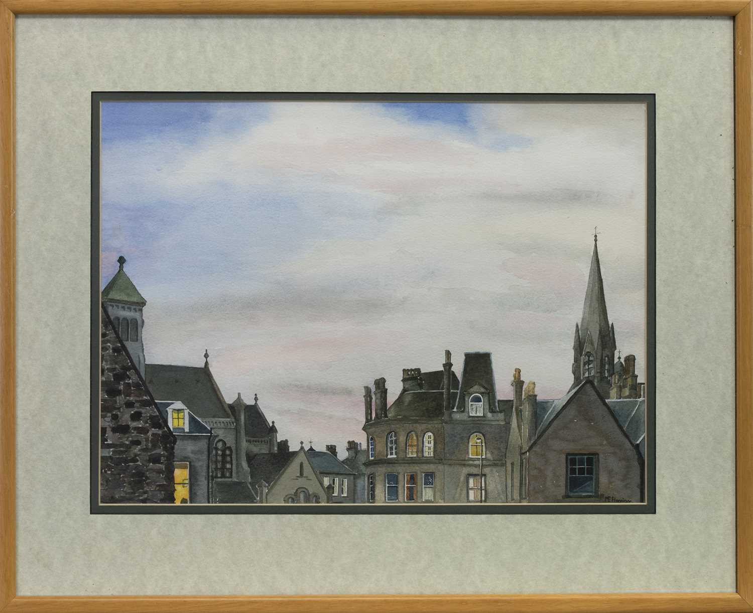 Lot 512 - WINTER MORNING, HOLY CORNER, A WATERCOLOUR BY MARGARET FLANNIGAN