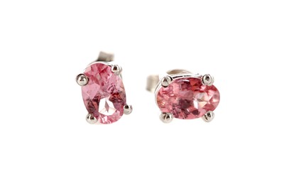 Lot 453 - A PAIR OF PINK TOURMALINE STUD EARRINGS