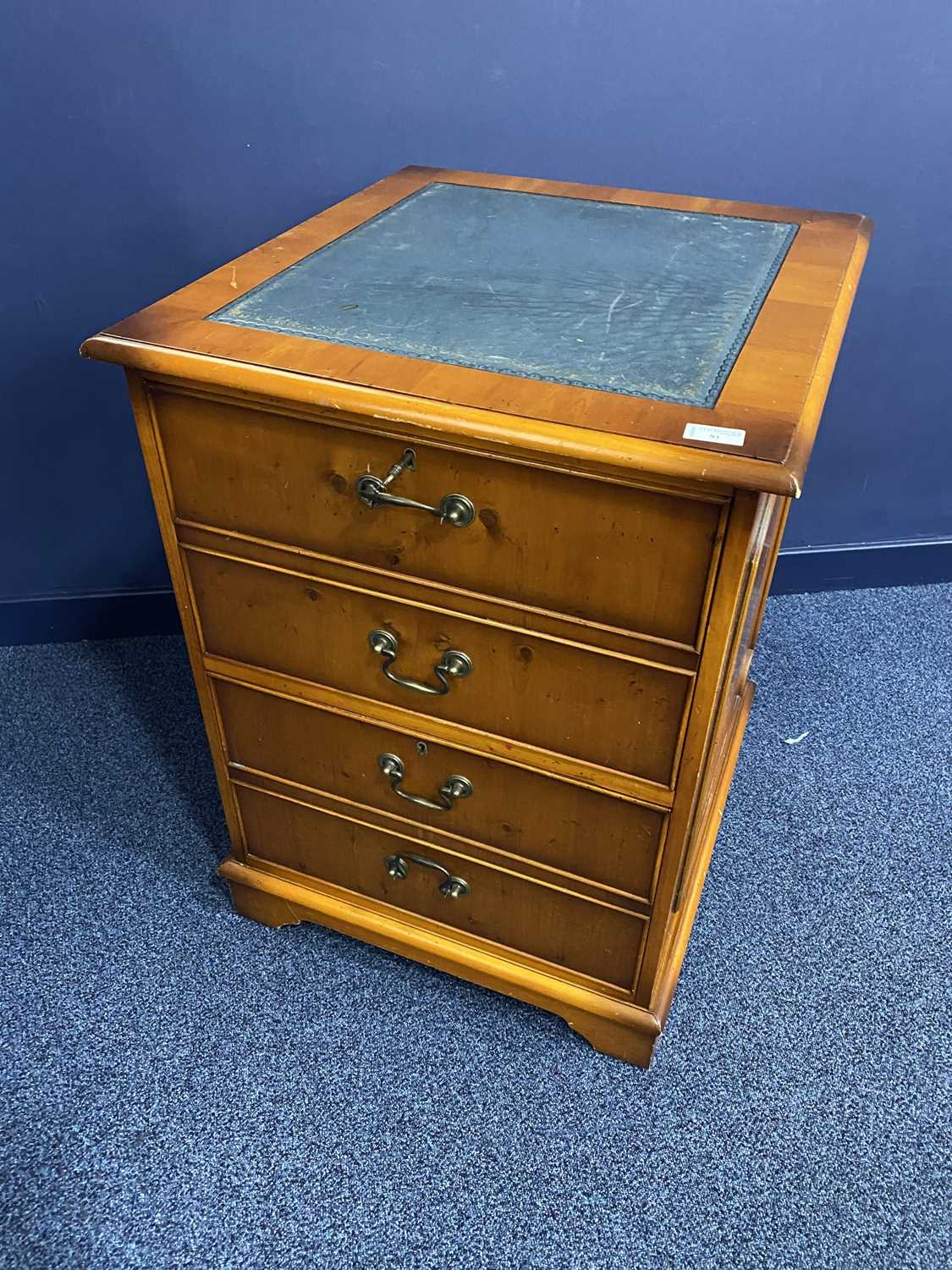Lot 81 - A YEW WOOD FILING CHEST