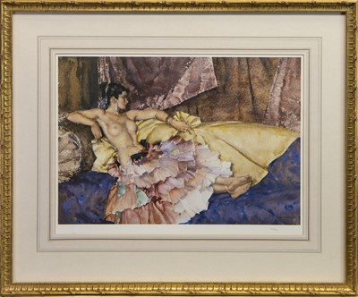 Lot 526 - LOUNGING, A PRINT BY SIR WILLIAM RUSSELL FLINT