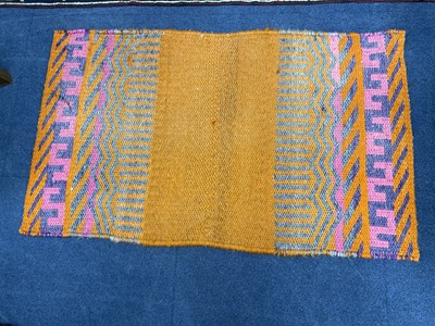 Lot 29 - A MIDDLE EASTERN FRINGED AND BORDERED RUNNER AND A RUG
