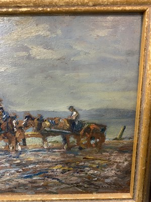 Lot 113 - UNLOADING THE CATCH, AN OIL BY GEORGE SMITH