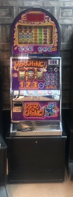 Lot 406 - A CASINO MODEL, DOME TOPPED 'KER-CHING' £5 JACKPOT, FRUIT MACHINE