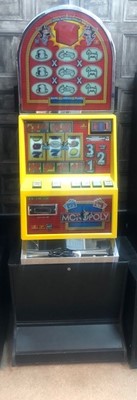 Lot 408 - A CASINO MODEL, DOME TOPPED 'MONOPOLY' £5 JACKPOT FRUIT MACHINE