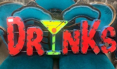 Lot 66 - 'DRINKS', A MEXICAN INDUSTRIAL ART PUB SIGN