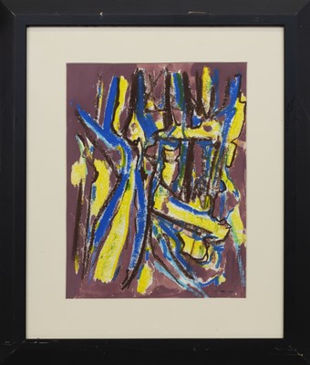 Lot 542 - BLUE-YELLOW, A PASTEL AND ACRYLIC BY WILLIAM GEAR