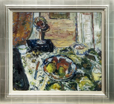 Lot 560A - STILL LIFE WITH FRUIT TARRAZA, AN OIL BY SANDIE GARDNER