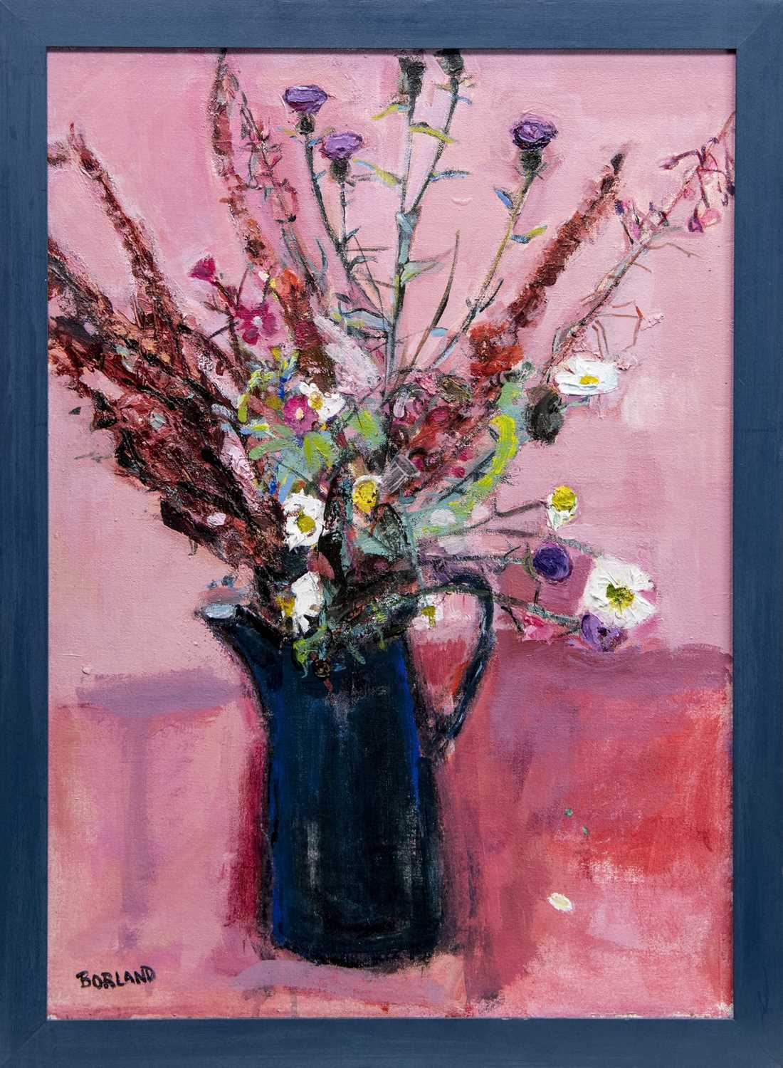 Lot 569 - HEDGEROW FLOWERS, AN OIL BY SUZANNE BORLAND