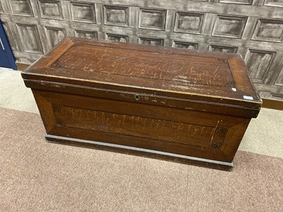 Lot 108 - A 20TH CENTURY STAINED WOOD BLANKET CHEST