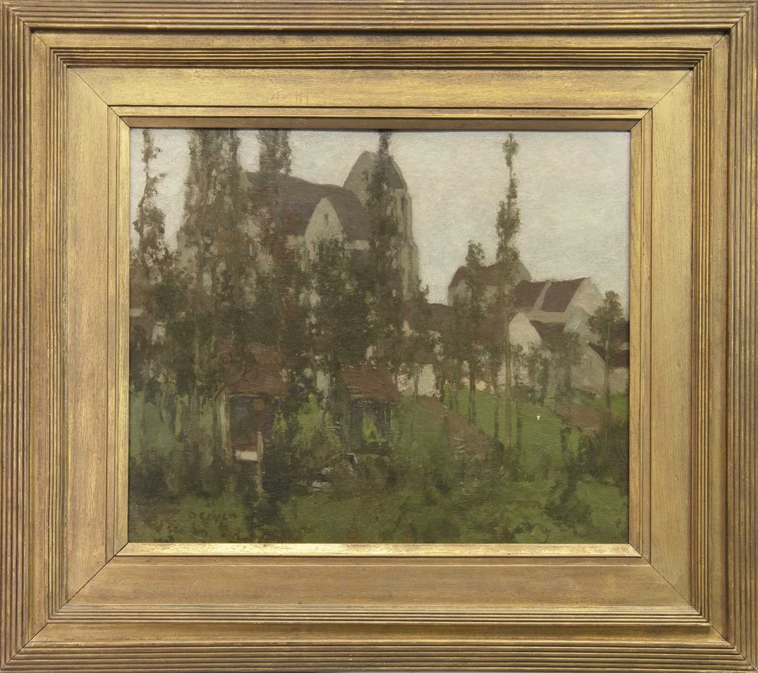 Lot 118 - THE ARTISTS COLONY, GREZ-SUR-LOING, NORMANDY, AN OIL BY DAVID GAULD