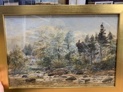 Lot 131 - FISHING AT PITLOCHRY, A WATERCOLOUR BY WALLER HUGH PATON
