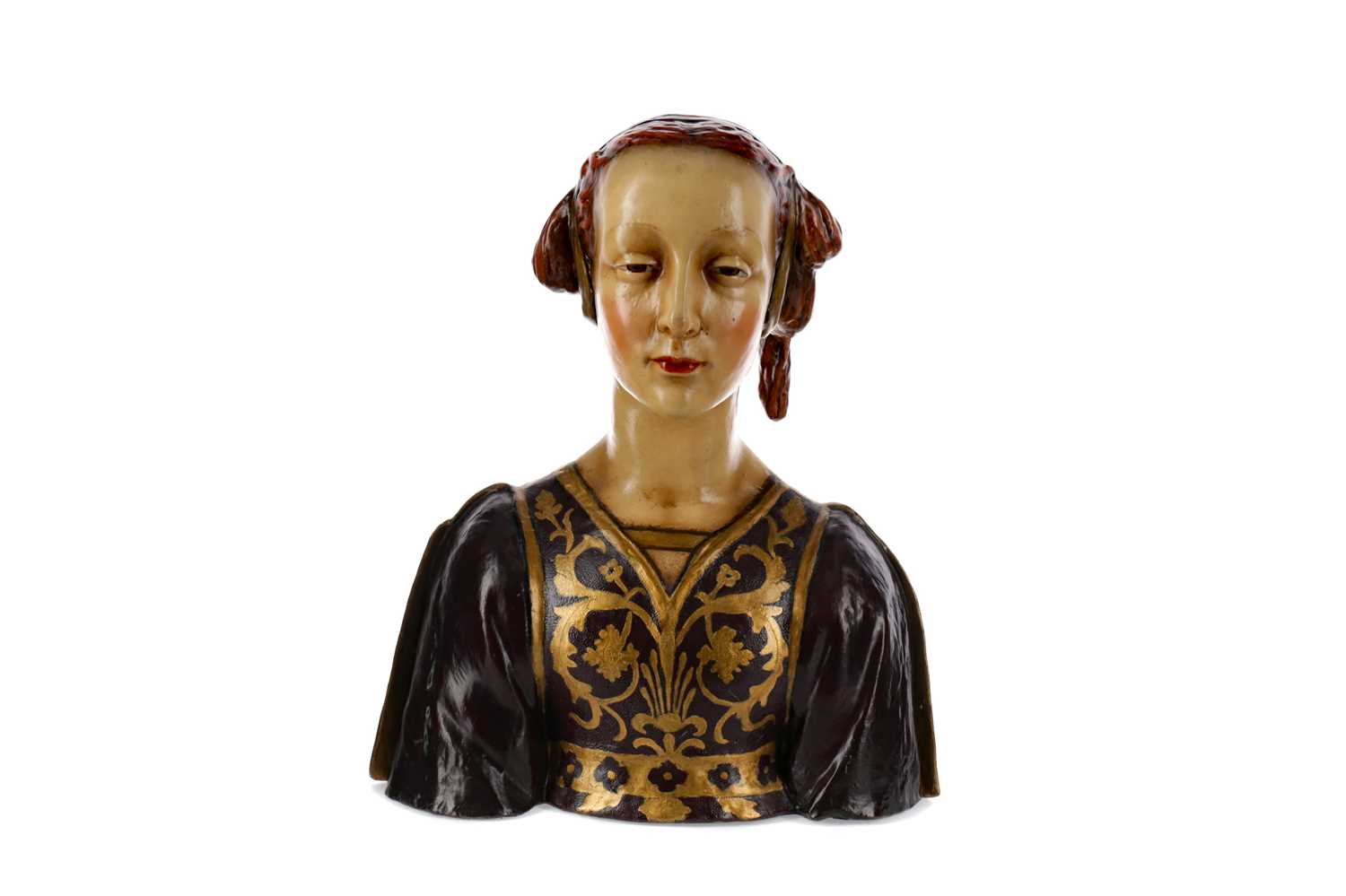 Lot 1029 - AN EARLY 20TH CENTURY ITALIAN TERRACOTTA BUST OF A LADY