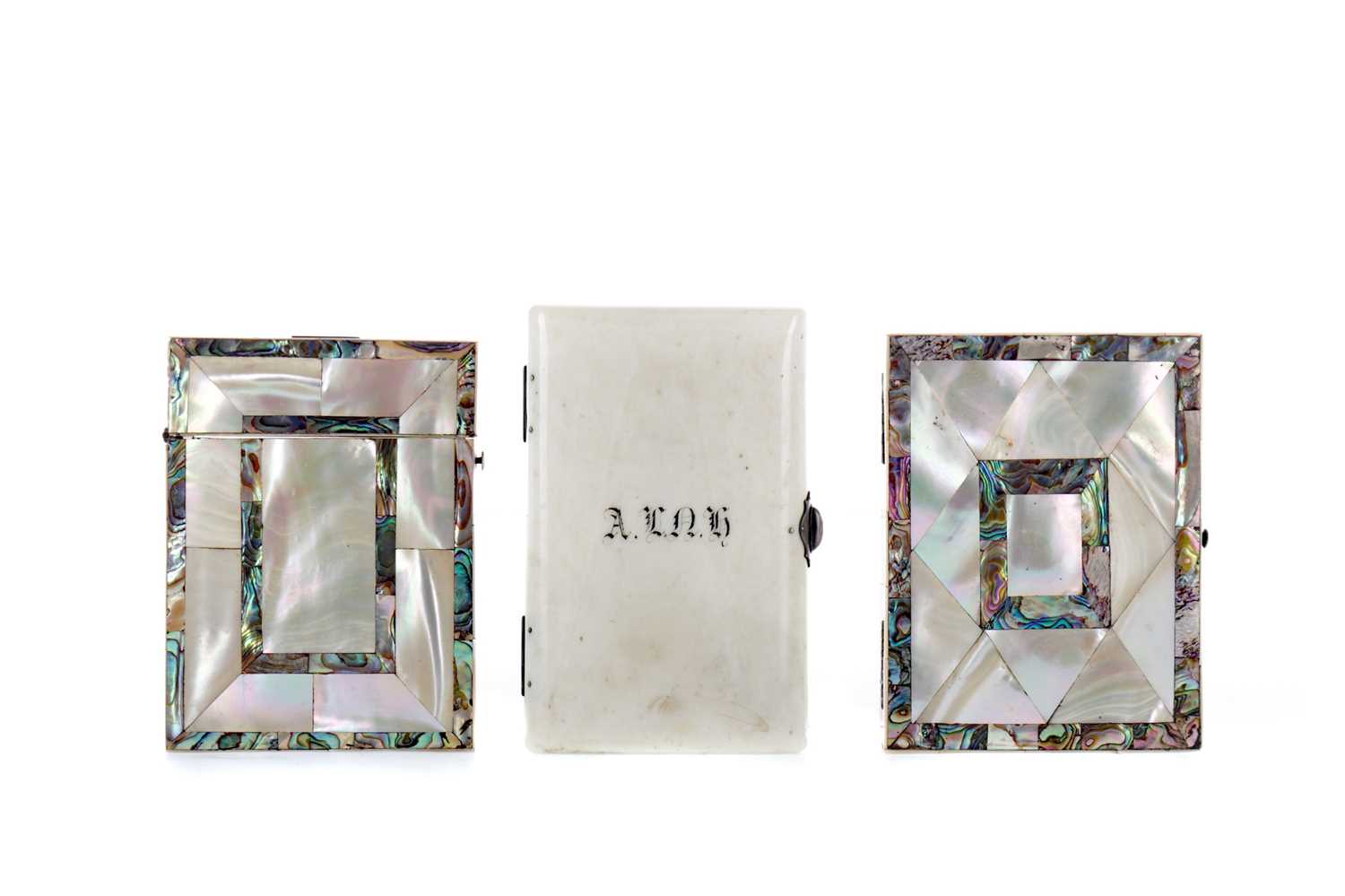 Lot 492 - A VICTORIAN IVORY CARD CASE AND TWO OTHERS
