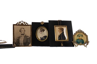 Lot 433 - A COLLECTION OF THREE FRAMED 19TH CENTURY PORTAIT MINIATURES, ALONG WITH FIVE FRAMES