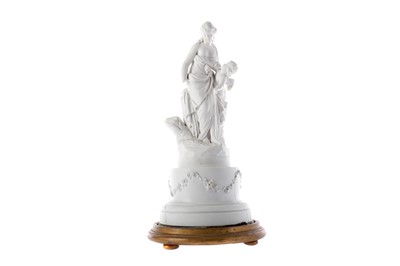 Lot 324 - A LATE VICTORIAN PARIAN WARE FIGURE GROUP