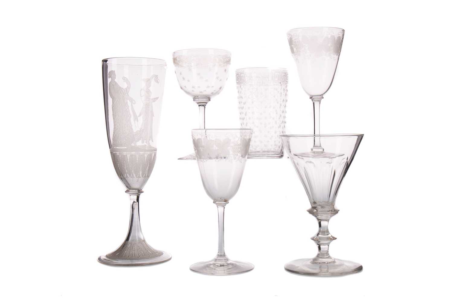 Lot 351 - A REGENCY PORT GLASS ALONG WITH FIVE VICTORIAN GLASSES