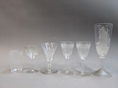 Lot 351 - A REGENCY PORT GLASS ALONG WITH FIVE VICTORIAN GLASSES