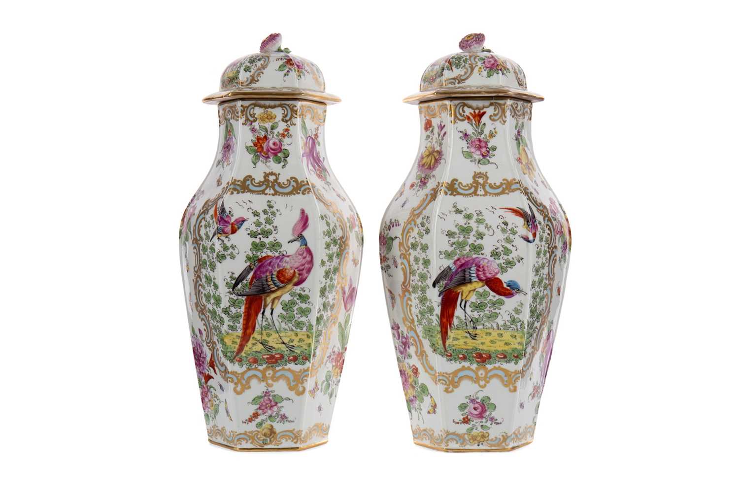 Lot 202 - A PAIR OF LATE 19TH CENTURY CONTINENTAL PORCELAIN VASES AND COVERS