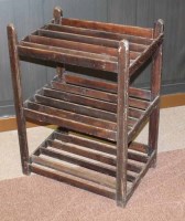 Lot 1081 - RUSTIC THREE TIER APPLE RACK with sloping...