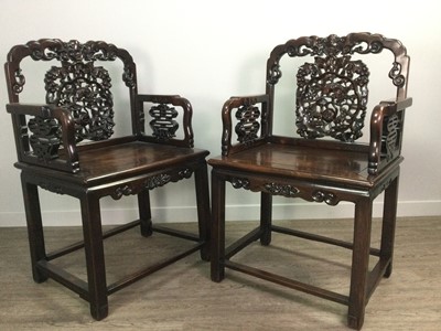 Lot 767 - A PAIR OF CHINESE IRONWOOD ARMCHAIRS