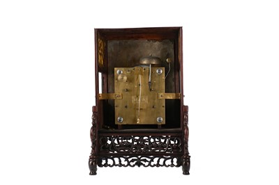Lot 808 - A LATE 19TH CENTURY CHINESE ROSEWOOD TABLE CLOCK
