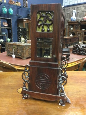 Lot 808 - A LATE 19TH CENTURY CHINESE ROSEWOOD TABLE CLOCK