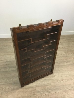 Lot 656 - A 20TH CENTURY CHINESE WALL MOUNTING DISPLAY CABINET