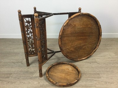 Lot 787 - A 20TH CENTURY CHINESE TABLE ON FOLDING STAND
