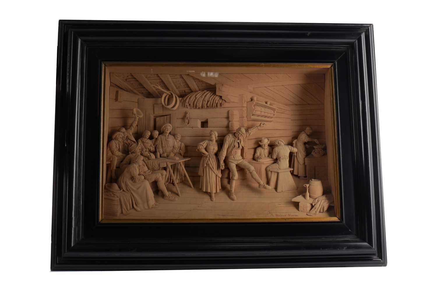 Lot 1369 - A TYROLEAN CARVED WOOD RELIEF BY SEBASTIAN STEINER